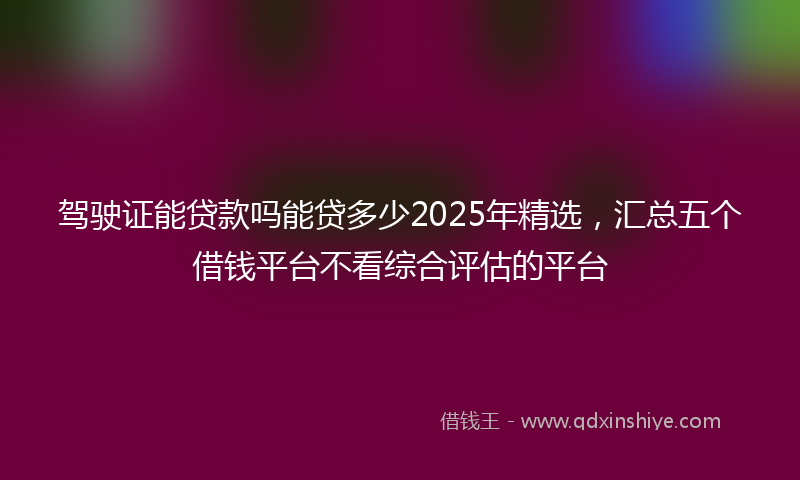 驾驶证能贷款吗能贷多少2025年精选，汇总五个借钱平台不看综合评估的平台
