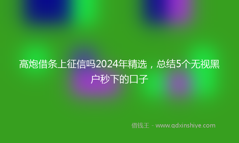 高炮借条上征信吗2024年精选，总结5个无视黑户秒下的口子