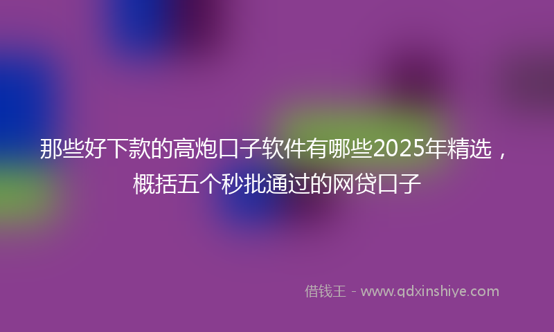 那些好下款的高炮口子软件有哪些2025年精选，概括五个秒批通过的网贷口子