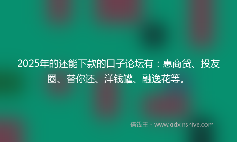 2025年的还能下款的口子论坛有：惠商贷、投友圈、替你还、洋钱罐、融逸花等。