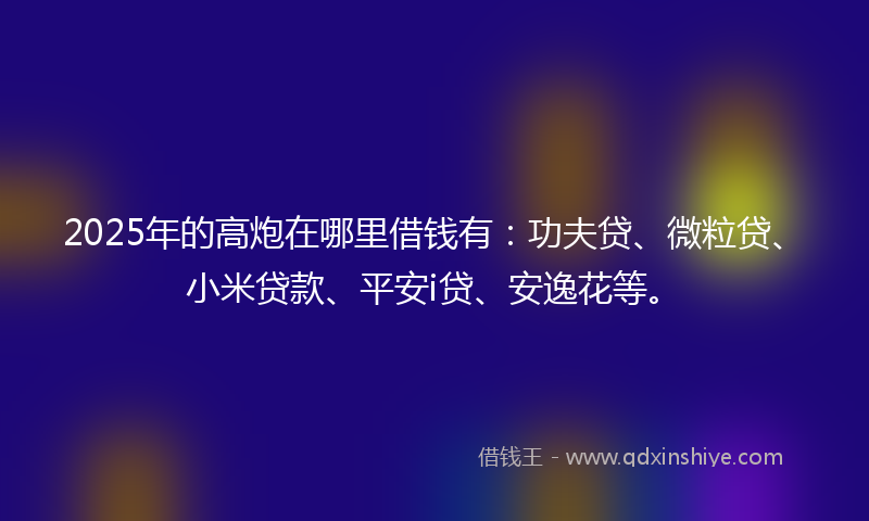 2025年的高炮在哪里借钱有：功夫贷、微粒贷、小米贷款、平安i贷、安逸花等。