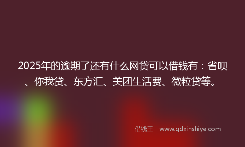 2025年的逾期了还有什么网贷可以借钱有：省呗、你我贷、东方汇、美团生活费、微粒贷等。