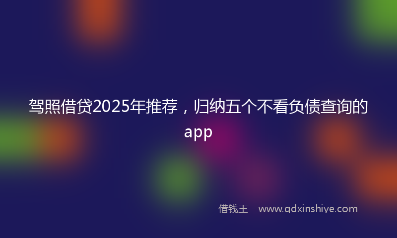 驾照借贷2025年推荐，归纳五个不看负债查询的app