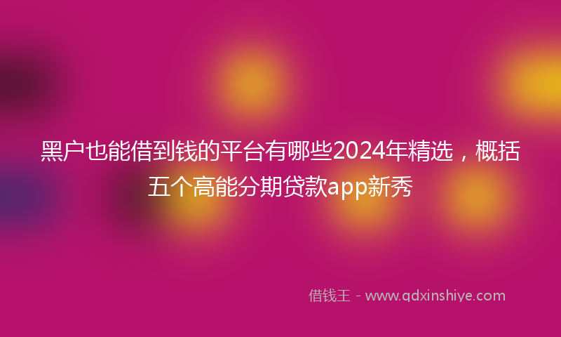 黑户也能借到钱的平台有哪些2024年精选，概括五个高能分期贷款app新秀