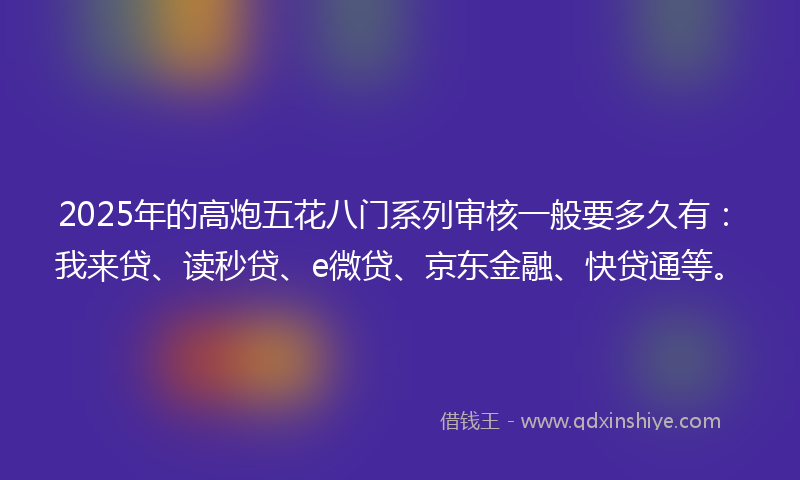 2025年的高炮五花八门系列审核一般要多久有：我来贷、读秒贷、e微贷、京东金融、快贷通等。