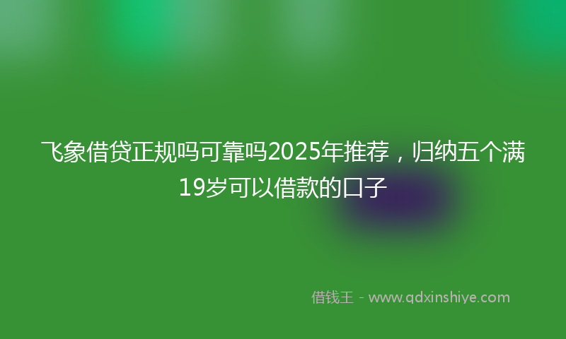 飞象借贷正规吗可靠吗2025年推荐，归纳五个满19岁可以借款的口子