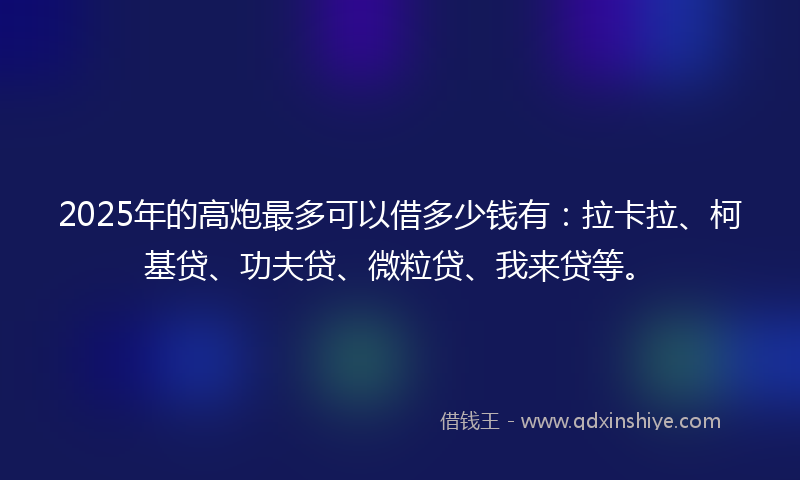 2025年的高炮最多可以借多少钱有：拉卡拉、柯基贷、功夫贷、微粒贷、我来贷等。