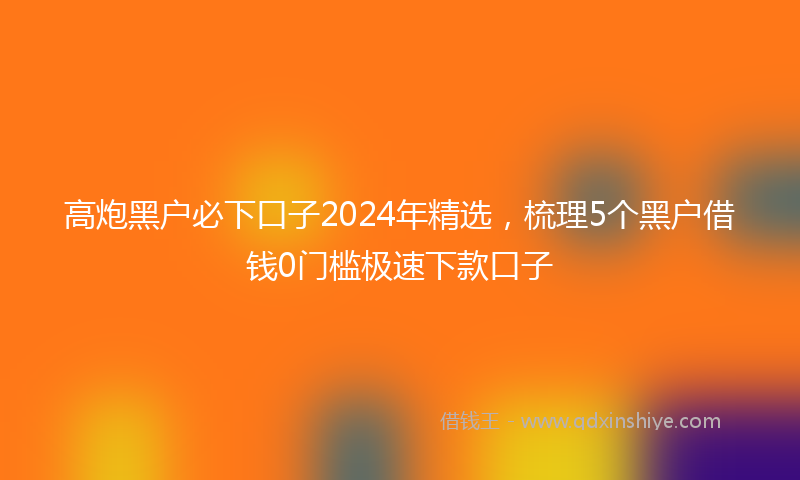 高炮黑户必下口子2024年精选，梳理5个黑户借钱0门槛极速下款口子