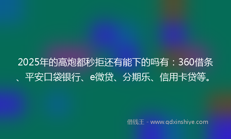 2025年的高炮都秒拒还有能下的吗有：360借条、平安口袋银行、e微贷、分期乐、信用卡贷等。
