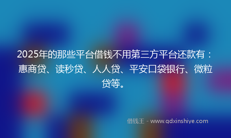 2025年的那些平台借钱不用第三方平台还款有：惠商贷、读秒贷、人人贷、平安口袋银行、微粒贷等。