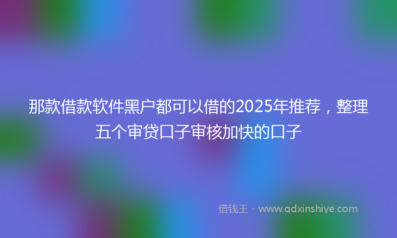 那款借款软件黑户都可以借的2025年推荐，整理五个审贷口子审核加快的口子