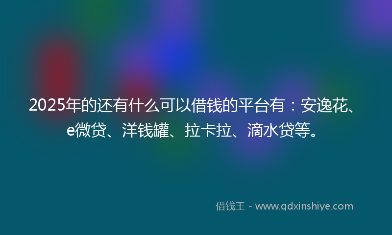 2025年的还有什么可以借钱的平台有：安逸花、e微贷、洋钱罐、拉卡拉、滴水贷等。