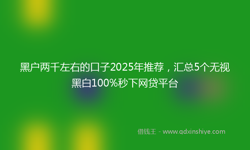 黑户两千左右的口子2025年推荐，汇总5个无视黑白100%秒下网贷平台