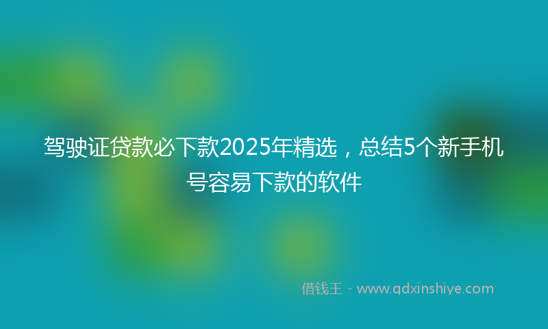 驾驶证贷款必下款2025年精选，总结5个新手机号容易下款的软件