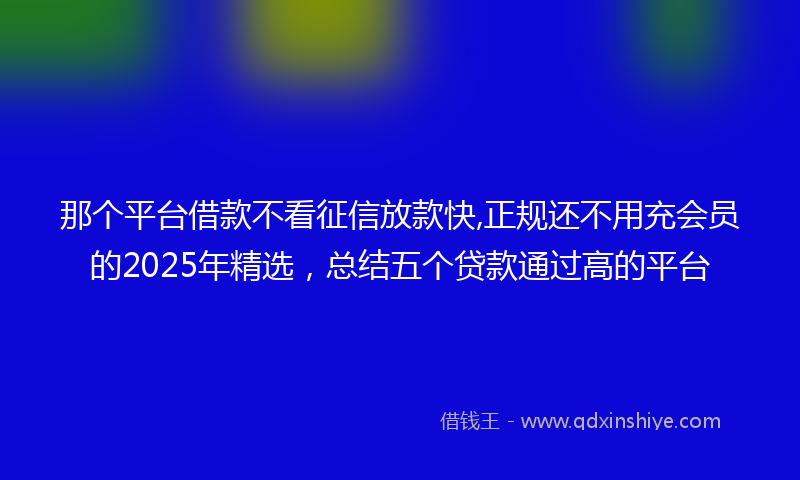 那个平台借款不看征信放款快,正规还不用充会员的2025年精选，总结五个贷款通过高的平台