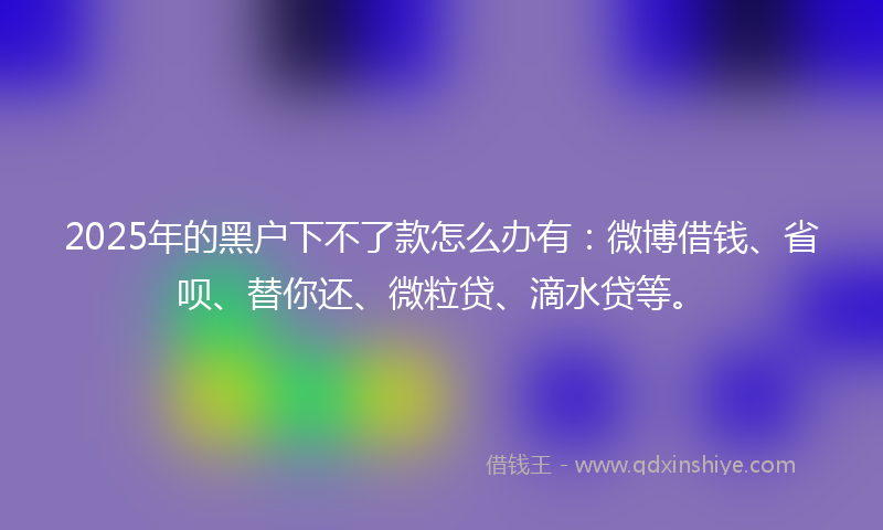 2025年的黑户下不了款怎么办有：微博借钱、省呗、替你还、微粒贷、滴水贷等。