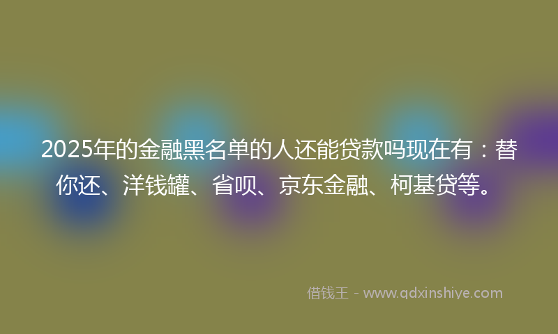 2025年的金融黑名单的人还能贷款吗现在有：替你还、洋钱罐、省呗、京东金融、柯基贷等。