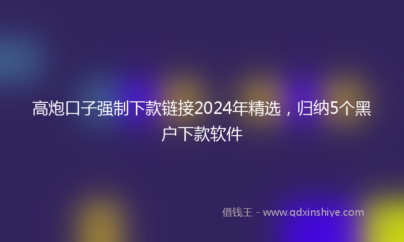 高炮口子强制下款链接2024年精选，归纳5个黑户下款软件
