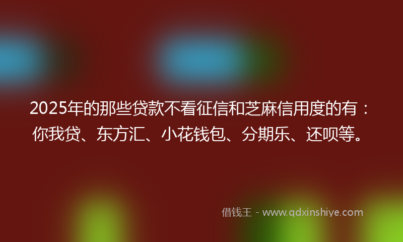 2025年的那些贷款不看征信和芝麻信用度的有：你我贷、东方汇、小花钱包、分期乐、还呗等。