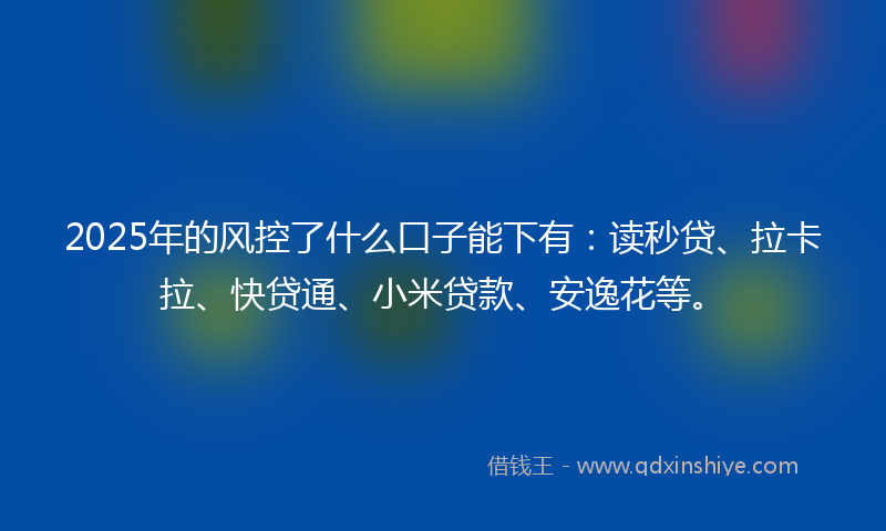 2025年的风控了什么口子能下有：读秒贷、拉卡拉、快贷通、小米贷款、安逸花等。