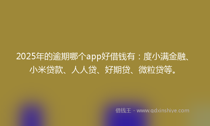 2025年的逾期哪个app好借钱有：度小满金融、小米贷款、人人贷、好期贷、微粒贷等。