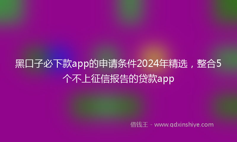 黑口子必下款app的申请条件2024年精选，整合5个不上征信报告的贷款app