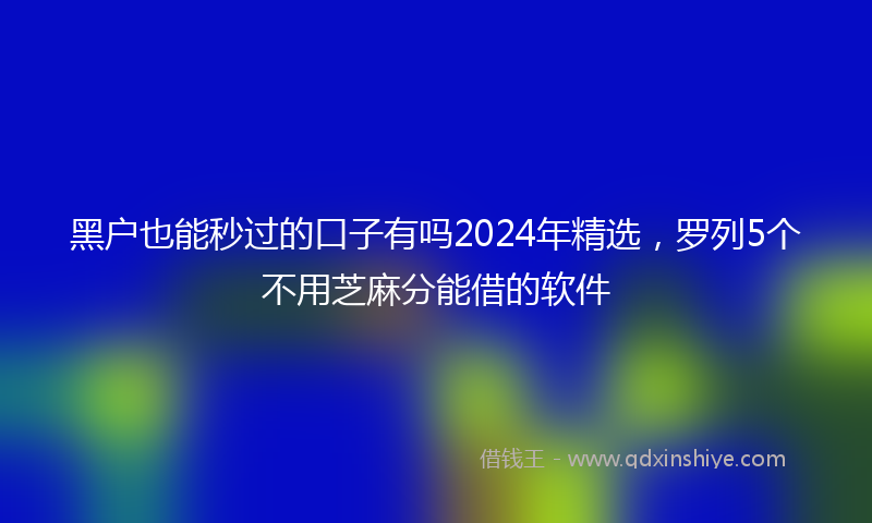黑户也能秒过的口子有吗2024年精选，罗列5个不用芝麻分能借的软件