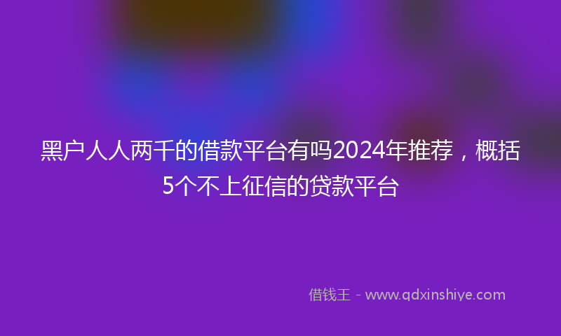 黑户人人两千的借款平台有吗2024年推荐，概括5个不上征信的贷款平台