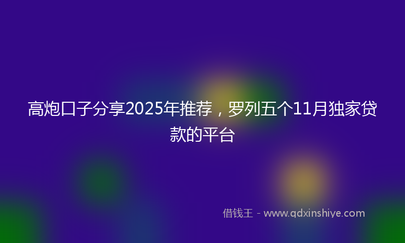 高炮口子分享2025年推荐，罗列五个11月独家贷款的平台