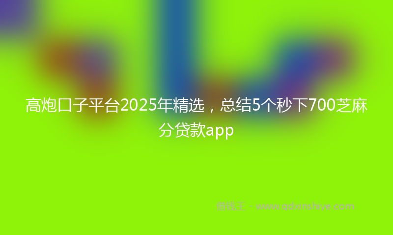 高炮口子平台2025年精选，总结5个秒下700芝麻分贷款app