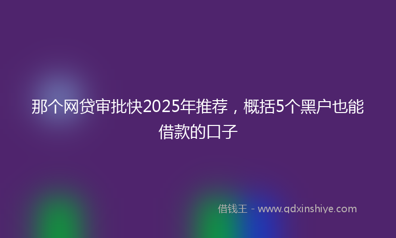 那个网贷审批快2025年推荐，概括5个黑户也能借款的口子