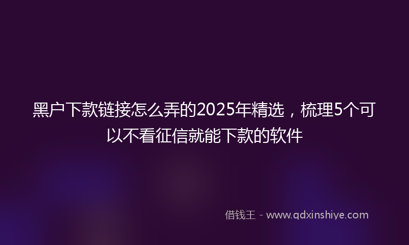 黑户下款链接怎么弄的2025年精选，梳理5个可以不看征信就能下款的软件