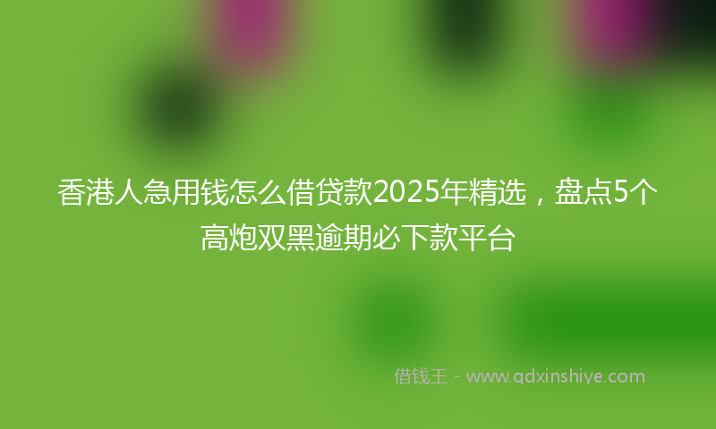 香港人急用钱怎么借贷款2025年精选，盘点5个高炮双黑逾期必下款平台