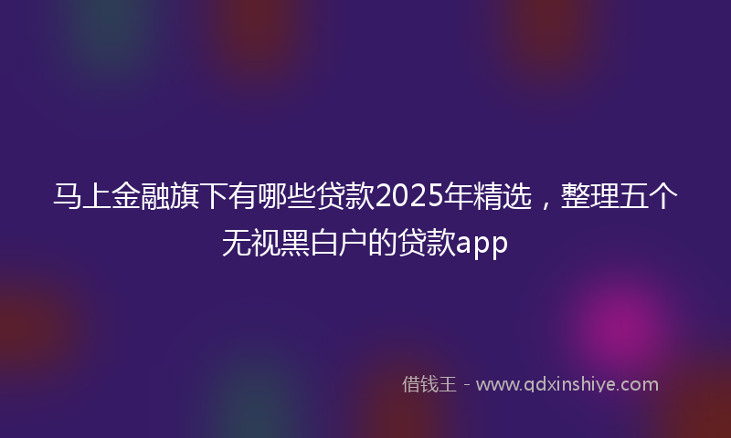 马上金融旗下有哪些贷款2025年精选，整理五个无视黑白户的贷款app