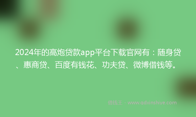 2024年的高炮贷款app平台下载官网有：随身贷、惠商贷、百度有钱花、功夫贷、微博借钱等。