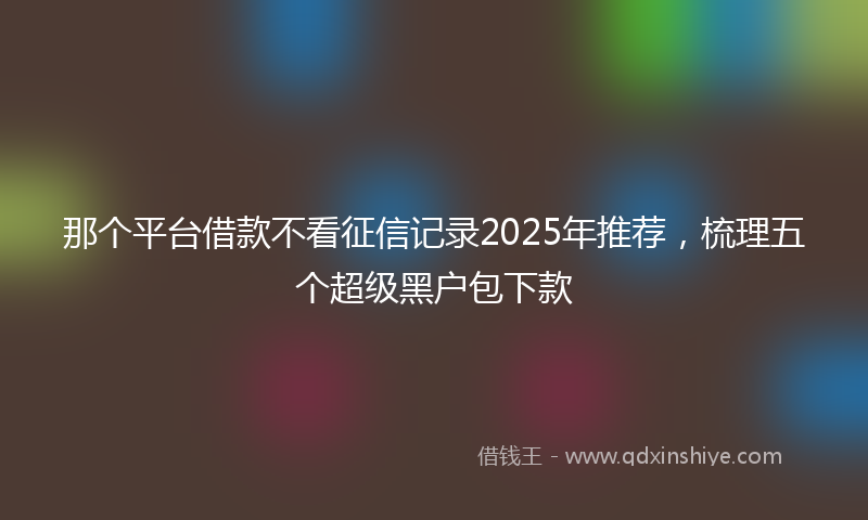 那个平台借款不看征信记录2025年推荐，梳理五个超级黑户包下款