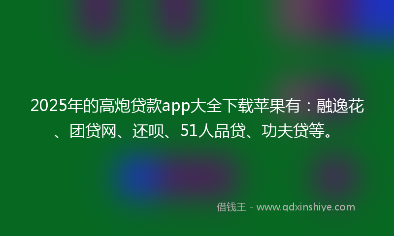 2025年的高炮贷款app大全下载苹果有：融逸花、团贷网、还呗、51人品贷、功夫贷等。