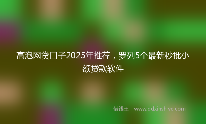 高泡网贷口子2025年推荐，罗列5个最新秒批小额贷款软件