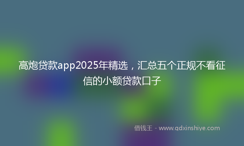 高炮贷款app2025年精选，汇总五个正规不看征信的小额贷款口子
