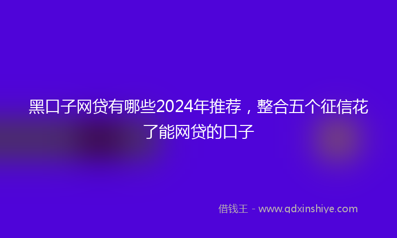 黑口子网贷有哪些2024年推荐，整合五个征信花了能网贷的口子