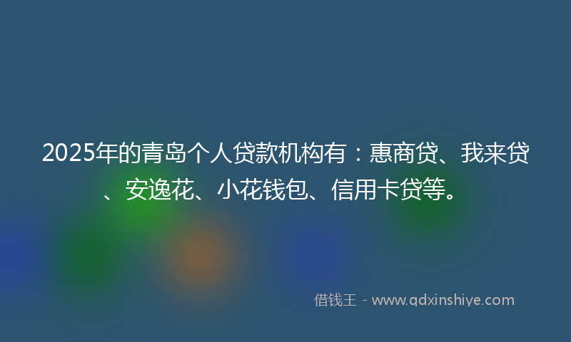 2025年的青岛个人贷款机构有：惠商贷、我来贷、安逸花、小花钱包、信用卡贷等。