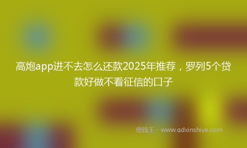 高炮app进不去怎么还款2025年推荐，罗列5个贷款好做不看征信的口子