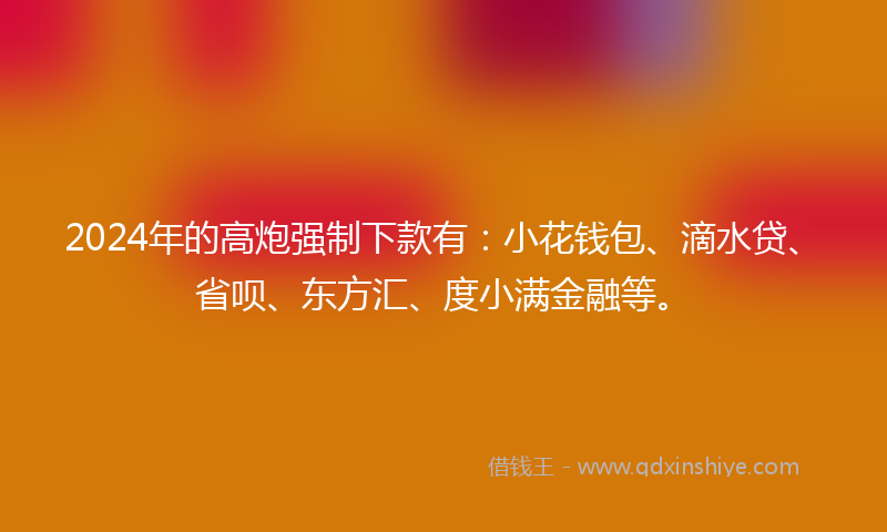 2024年的高炮强制下款有：小花钱包、滴水贷、省呗、东方汇、度小满金融等。