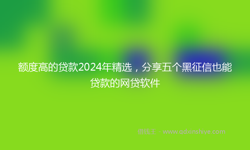 额度高的贷款2024年精选，分享五个黑征信也能贷款的网贷软件