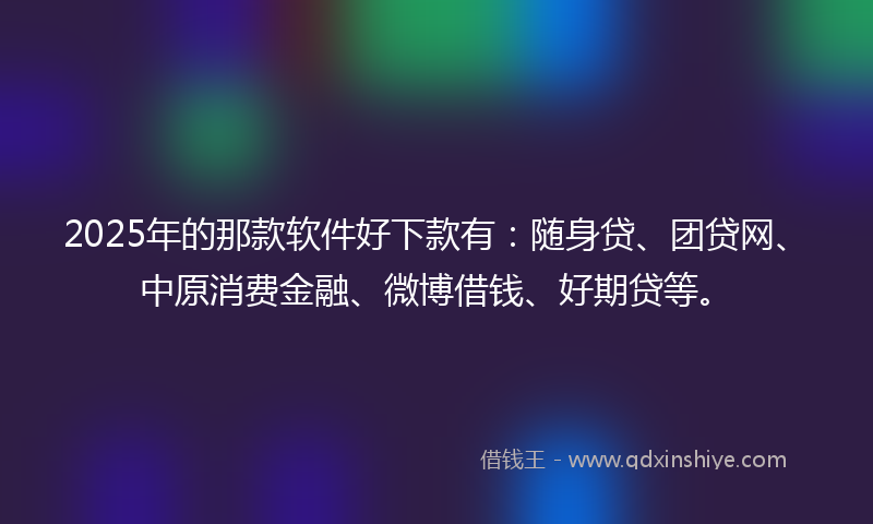2025年的那款软件好下款有：随身贷、团贷网、中原消费金融、微博借钱、好期贷等。