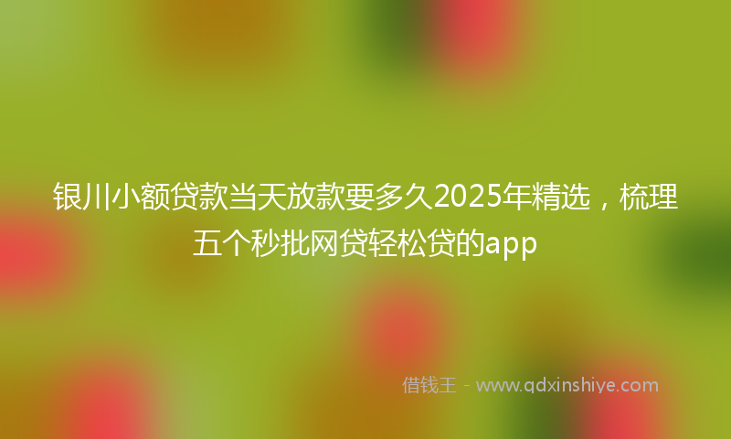 银川小额贷款当天放款要多久2025年精选，梳理五个秒批网贷轻松贷的app