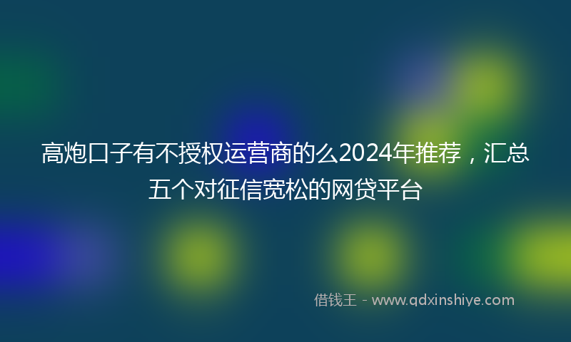 高炮口子有不授权运营商的么2024年推荐，汇总五个对征信宽松的网贷平台