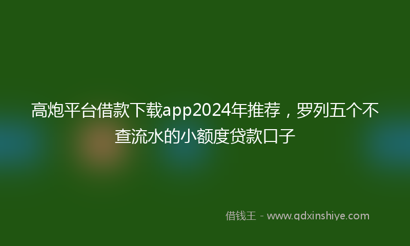 高炮平台借款下载app2024年推荐，罗列五个不查流水的小额度贷款口子