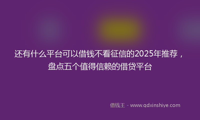 还有什么平台可以借钱不看征信的2025年推荐，盘点五个值得信赖的借贷平台