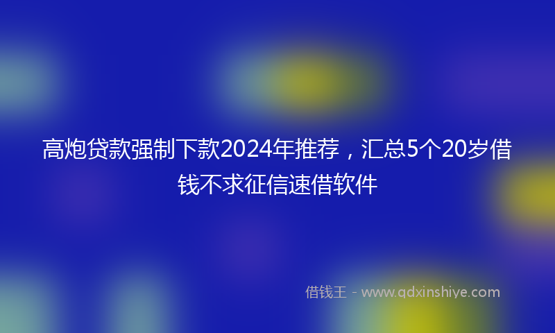 高炮贷款强制下款2024年推荐，汇总5个20岁借钱不求征信速借软件